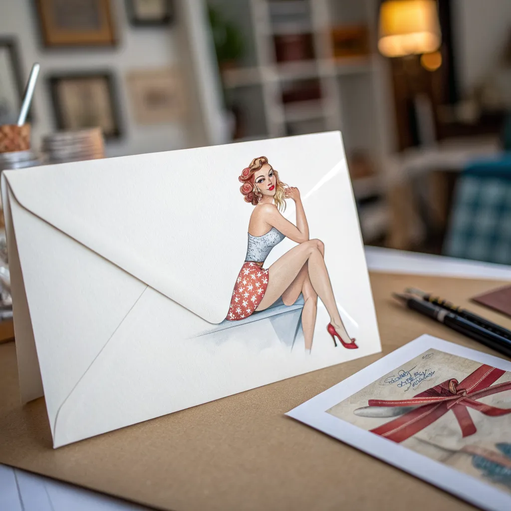 Pin up sketch envelope illustration