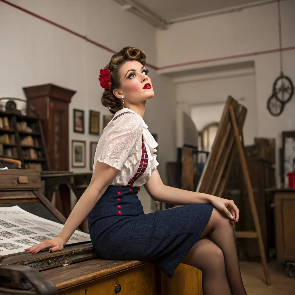 Vintage pin up inking studio
